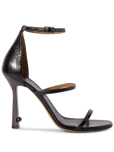Off-white Lollipop Strappy Heel Sandals Woman Sandals Black Size 8 Calfskin In Black