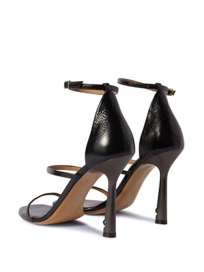 Off-white Lollipop Strappy Heel Sandals Woman Sandals Black Size 8 Calfskin In Black