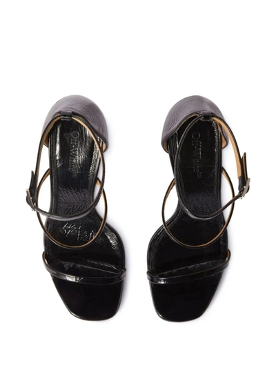 Off-white Lollipop Strappy Heel Sandals Woman Sandals Black Size 8 Calfskin In Black