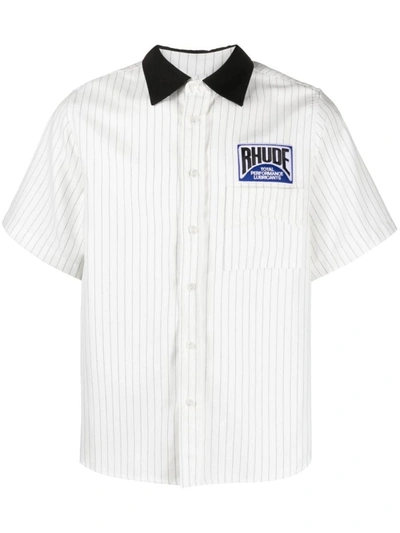 Shop Rhude Twill Stripe Mechanic Shirt Clothing In White