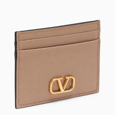 Shop Valentino Vlogo Cannelle Rose Leather Card Holder In Pink