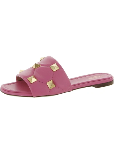 Shop Valentino Roman Womens Leather Slip On Slide Sandals In Pink