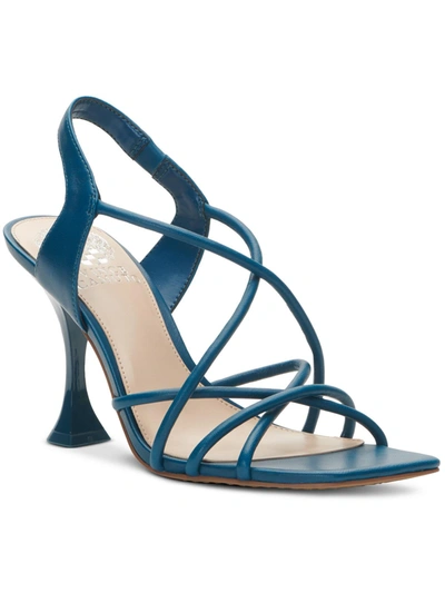 Shop Vince Camuto Sanda Womens Leather Square Toe Heels In Blue