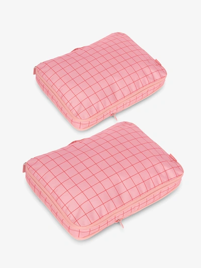 Shop Calpak Large Compression Packing Cubes In Pink Grid
