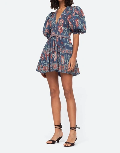 Shop Sea Rory Print Puff Sleeve Dress In Rose In Multi