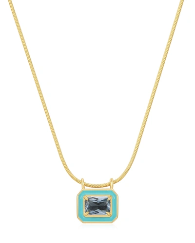 Shop Luv Aj Bezel Pendant Necklace- Turquoise- Gold