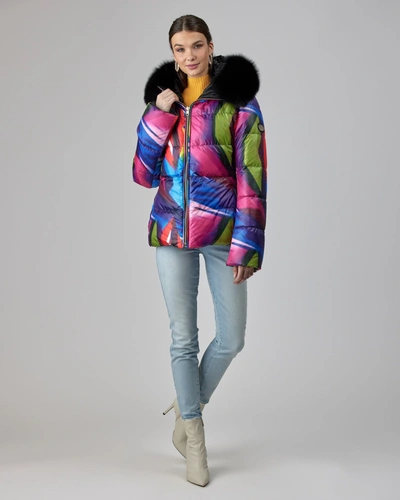 Shop Gorski Reversible Après-ski Jacket With Detachable Fox Hood Trim In Multi