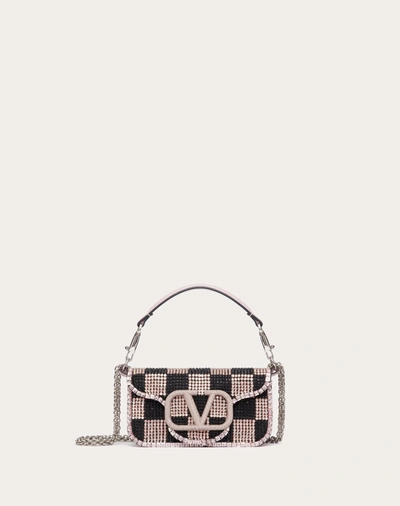 Shop Valentino Mini Crystal Logo Beaded Leather Shoulder Bag In Multi