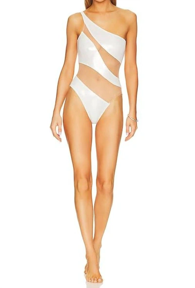 Shop Norma Kamali Snake Mesh One Piece In Pearl/nude Mesh In Multi