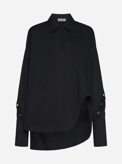 Shop Attico Asymmetric Cotton Shirt In Black