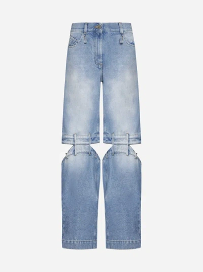 Shop Attico Cuts Jeans In Sky Blue