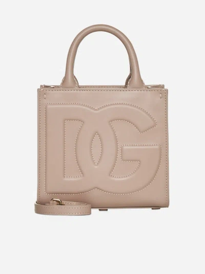 Shop Dolce & Gabbana Dg Daily Leather Small Tote Bag In Blush
