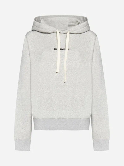 Shop Jil Sander+ Logo Cotton Hoodie In Grey