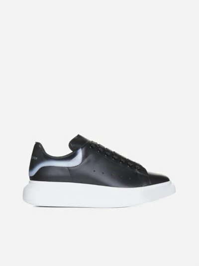 Shop Alexander Mcqueen Oversize Leather Sneakers In Black,silver