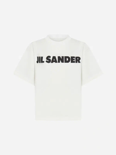 Shop Jil Sander Logo Cotton T-shirt In Porcelain