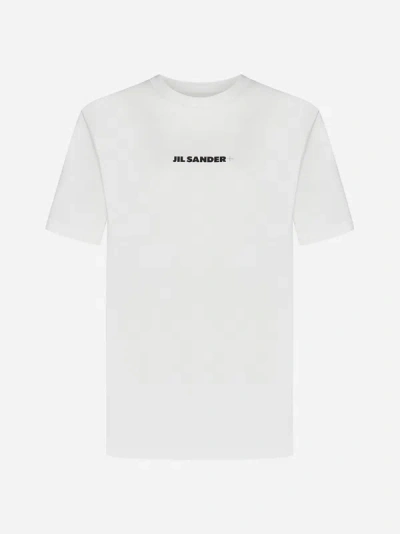 Shop Jil Sander+ Logo Cotton T-shirt In Porcelain