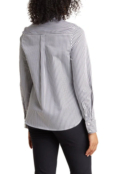 Shop Nordstrom Rack Essential Stripe Poplin Shirt In White- Navy Samba Stripe