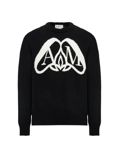 Shop Alexander Mcqueen Men`s Seal Logo Jumper In Black/ivory