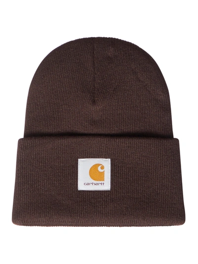 Shop Carhartt Watch Hat In Acrylic Knit In Brown