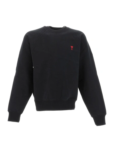 Shop Ami Alexandre Mattiussi Ami Paris Sweaters In Wool Tricotine Black