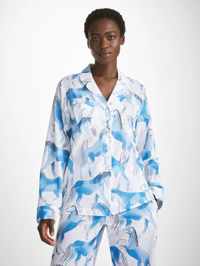 Shop Derek Rose Women's Pyjamas Ledbury 67 Cotton Batiste Blue