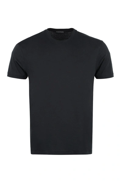 Shop Tom Ford Cotton Crew-neck T-shirt In Black