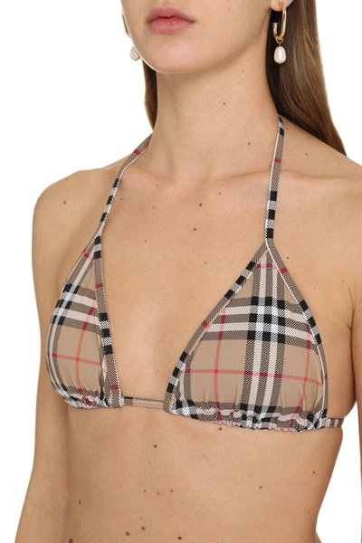 Shop Burberry Bikini With Triangle Bra In Beige