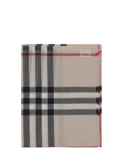Shop Burberry Scarves In Stone Check