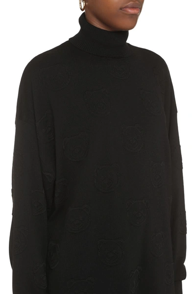 Shop Moschino Jacquard Sweater Dress In Black