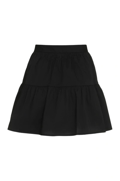 Shop Staud Mini Sea Cotton Mini-skirt In Black