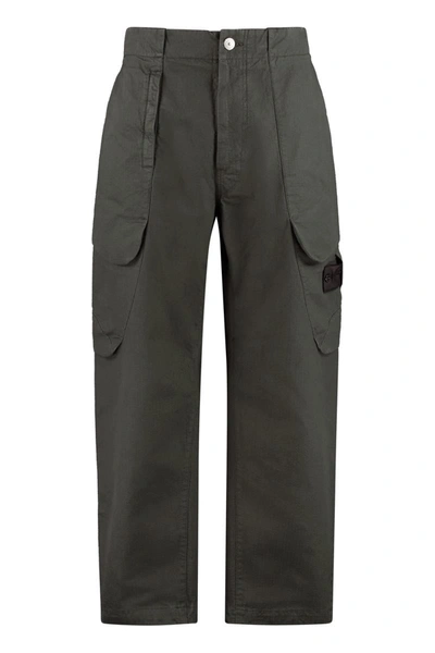 Shop Stone Island Shadow Project Multi-pocket Cotton Trousers In Green