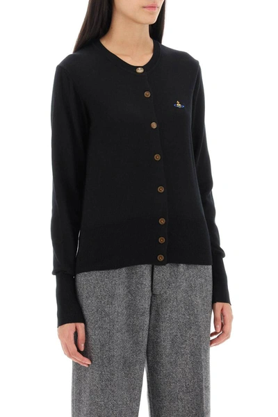 Shop Vivienne Westwood Bea Cardigan With Logo Embroidery In Black