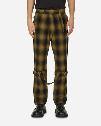 Shop Phingerin Plaid Wool Ombre Bontage Pants In Yellow