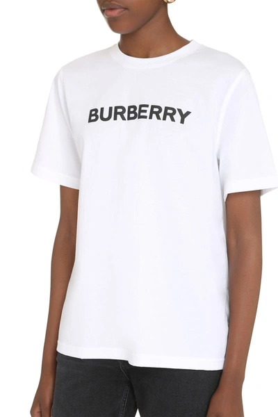 Shop Burberry Logo Cotton T-shirt In White