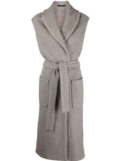 Shop Colombo Long Cashmere Hooded Vest In Dove Grey