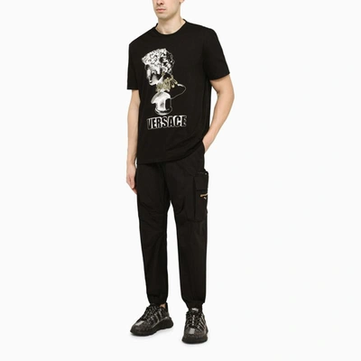 Shop Versace Cargo Trousers In Black