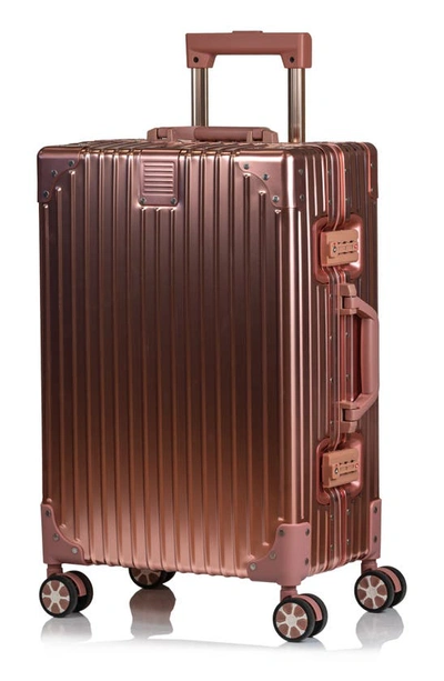 Shop Champs Aluminum Hardside Spinner Suitcase In Rose Gold