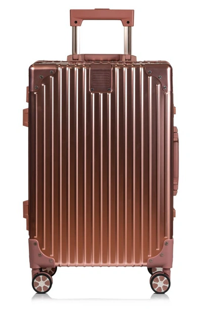 Shop Champs Aluminum Hardside Spinner Suitcase In Rose Gold