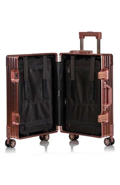 Shop Champs Aluminum Hardside Spinner Suitcase In Rose Gold