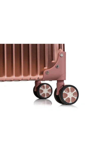 Shop Champs Aluminum Hardside Spinner Suitcase In Rose Gold