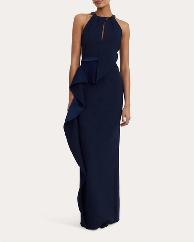Shop Safiyaa Women's Delia Draped Gown In Blue