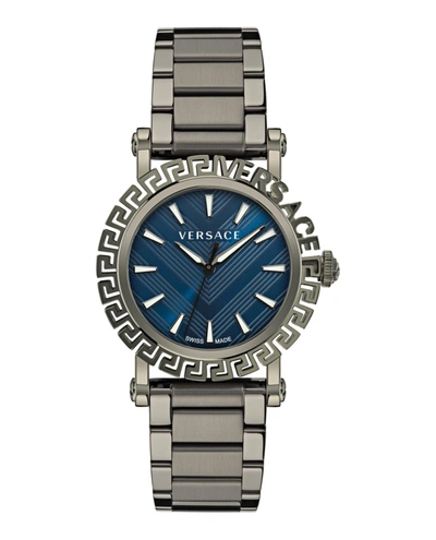 Shop Versace Greca Glam Bracelet Watch In Silver