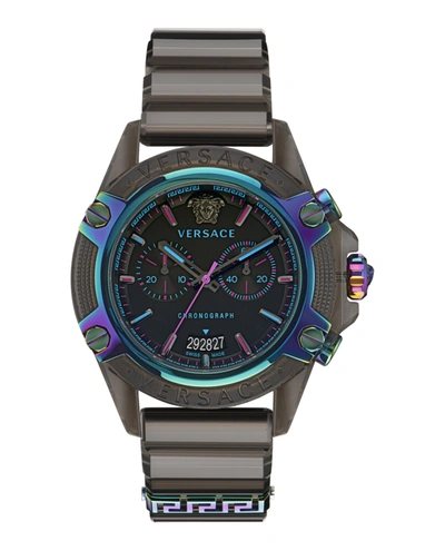 Shop Versace Icon Active Chronograph Watch In Black