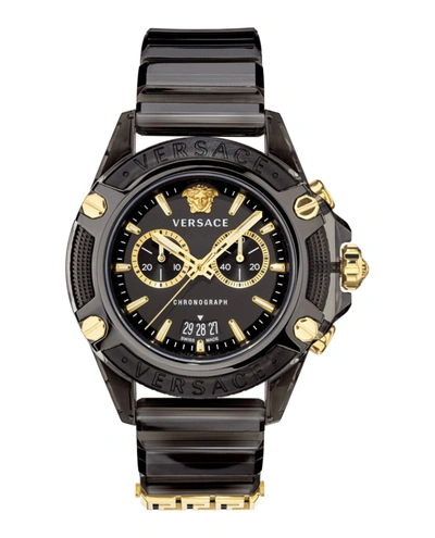 Shop Versace Icon Active Chronograph Watch In Black