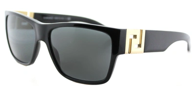 Shop Versace Ve 4296 Gb1/87 Unisex Square Sunglasses In Black