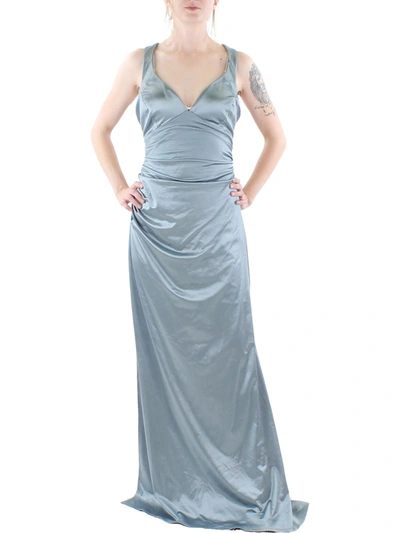 Shop B Darlin Juniors Womens Satin Strappy Evening Dress In Silver