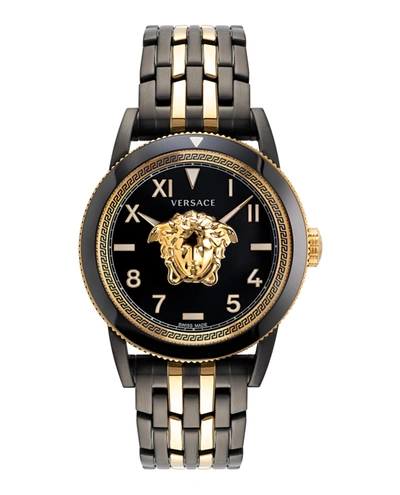 Shop Versace V-palazzo Bracelet Watch In Black