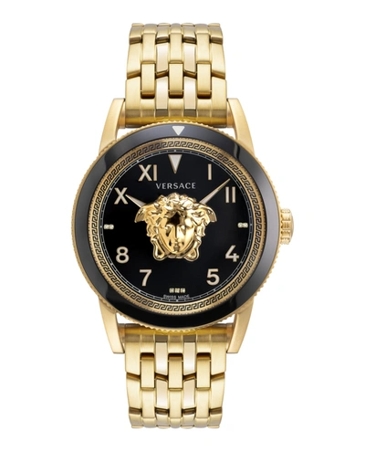 Shop Versace V-palazzo Diamond Watch In Gold