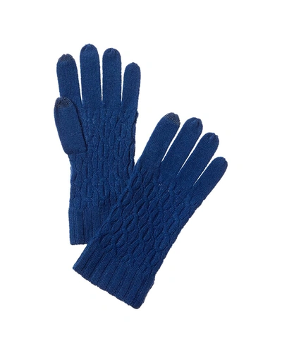 Shop Forte Cashmere Cable Texture Stitch Cashmere Gloves In Blue