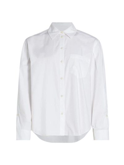 Shop Derek Lam 10 Crosby Women's Boxy High-low Cotton Shirt In Optic White